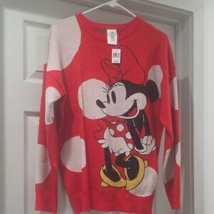 Disney Women's Red and White Minnie Mouse Sweater